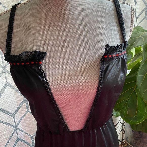 Slip dress black with red - vintage - Picture 6 of 7